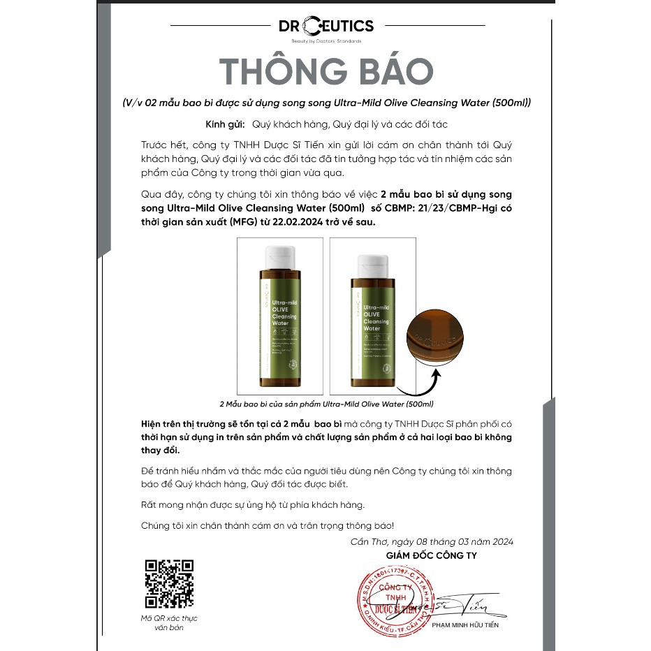 Nước Tẩy Trang Làm Sạch Sâu Và Dưỡng Ẩm Cho Mọi Loại Da DrCeutics Ultra Mild Olive Cleansing Water | BigBuy360 - bigbuy360.vn
