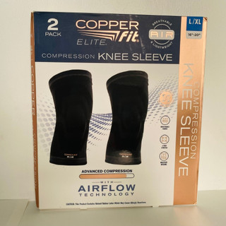Bó gối chống giãn tĩnh mạch Knee Compression Sleeve Copper Fit Elite size L/XL hộp 2 cái-Hàng USA