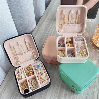 Hộp đựng nữ trang mini mang theo du lịch, hộp đựng trang sức để bàn trang điểm tiện ích bọc da cao cấp