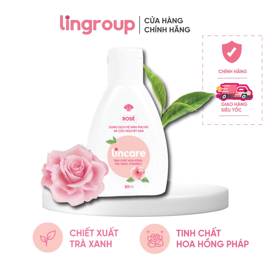 Dung dịch vệ sinh phụ nữ và cốc nguyệt san Lincare Rose Hoa hồng Pháp (Gel, 50ml)