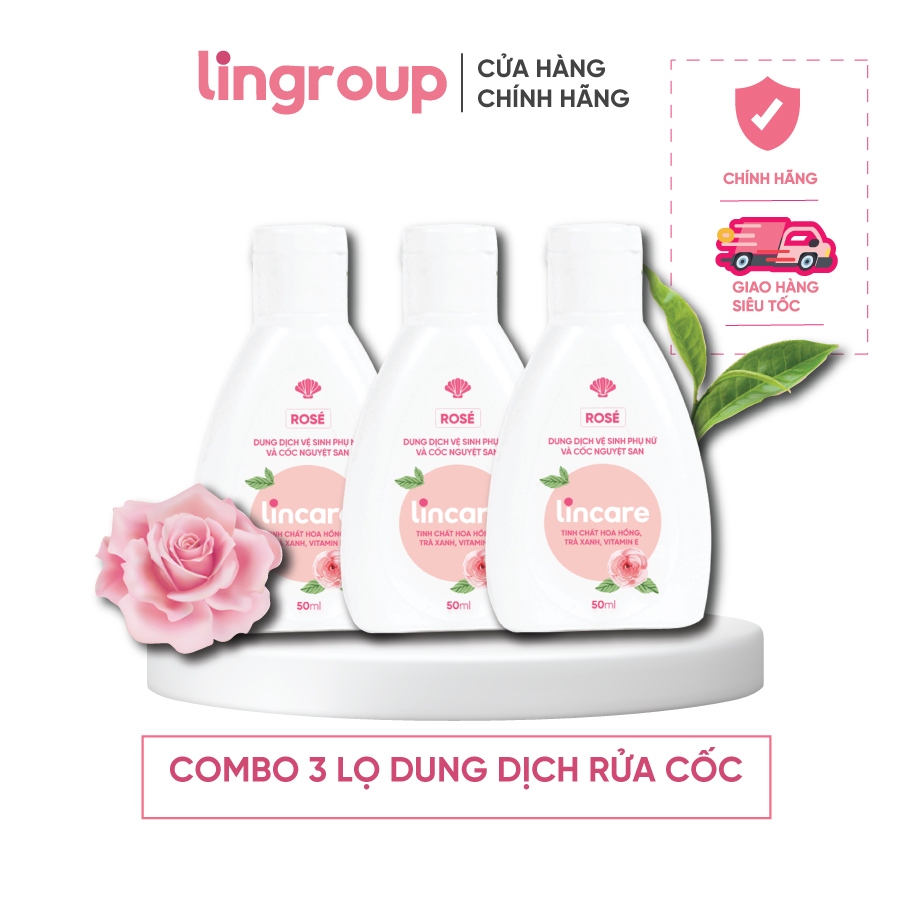 Bộ 3 dung dịch vệ sinh phụ nữ Lincare Rose hương thơm tự nhiên (50mlx3)