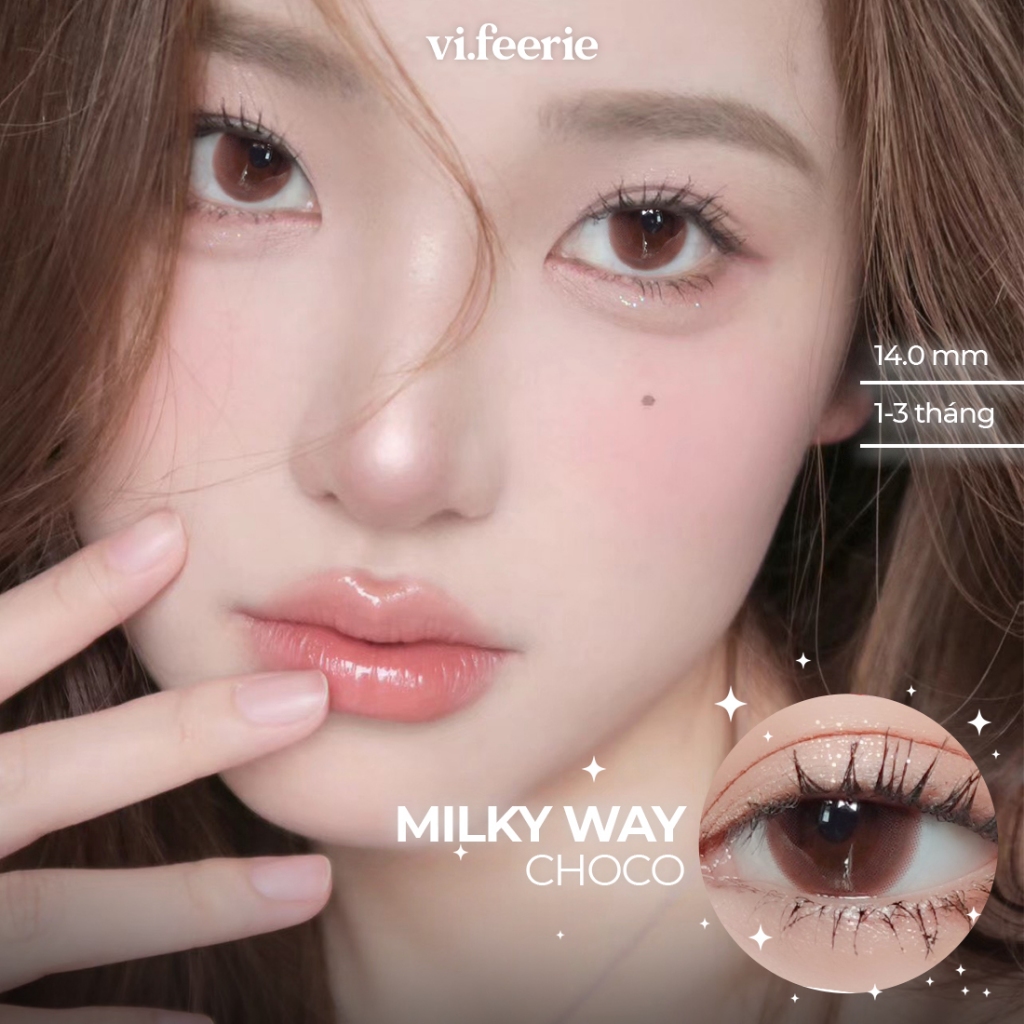 Kính áp tròng (lens) nâu choco Milky Way Choco đủ độ cận-VF Lens