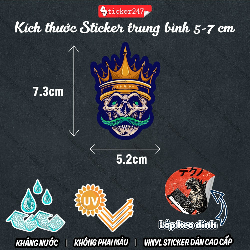 Sticker Đầu Lâu Skull cool ngầu 🌈𝑭𝒓𝒆𝒆𝒔𝒉𝒊𝒑 chống nước, sticker dán laptop, điện thoại, đàn, mũ bảo hiểm, vali - R26
