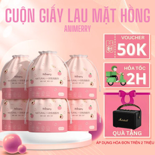 Combo 3 Cuộn Khăn Lau Mặt Hồng Anh Đào, Cotton Mềm Mịn, Siêu Dai, Dễ Rút