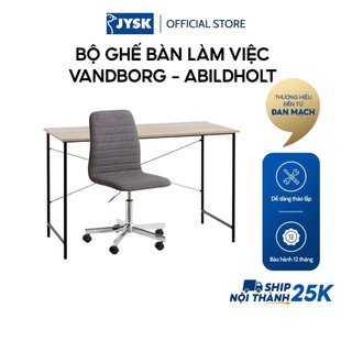 Bộ Bàn làm việc | JYSK Vandborg và ghế Abildholt | sồi/đen | xám