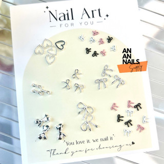 Charm mini nơ đính móng , charm nail kim loại phụ kiện nail anannail