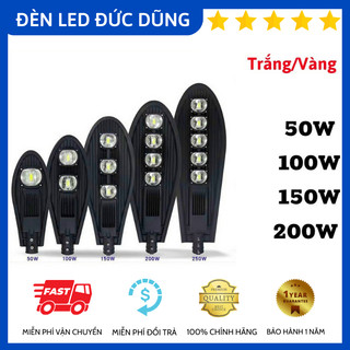 Đèn led đường chiếc lá 50w-100w-150w-200w chiếu sáng sân vườn, đèn đường cao cấp ánh sáng trắng, vàng
