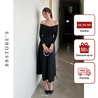  Đầm Trễ Vai Dự Tiệc Tay Dài Nhún Ngực BBSTORE'S -D2332