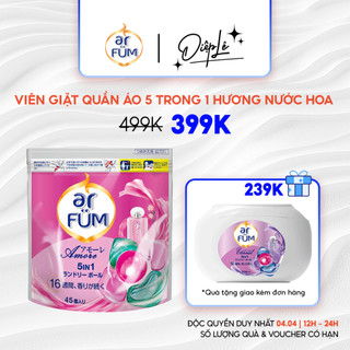  Viên giặt Quần áo arFUM 5 trong 1 MỚI thơm tinh dầu nước hoa, khử khuẩn 99% -  (túi 45 viên)