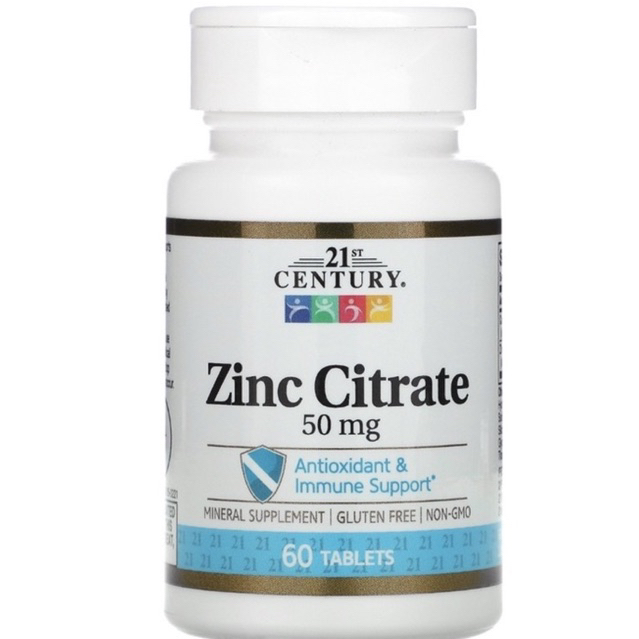 [MỸ] Viên kẽm zinc Citrate 50mg 60 viên 21st Century