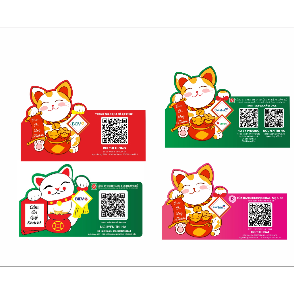 Decal Dán Mã QR Code Mèo Thần Tài in Tài Khoản Ngân Hàng - in theo yêu cầu