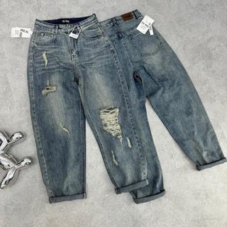 THE QUAO - Quần Baggy Lưng Cao Rách Gối Nhạt Bụi R2703_386
