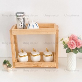 (Sỉ - lẻ) Kệ gỗ tự nhiên đựng gia vị nhà bếp, kệ đựng đồ trang trí, decor nhà cửa chính hãng Ưng decor