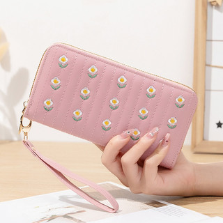 Ví nữ dài cầm tay 2 khóa thêu hoa cao cấp bag u vd5hoa118