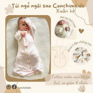 (N01) Túi ngủ ngôi sao Conchimkids cho bé(mặc hè,nằm điều hoà) cotton 4c mát