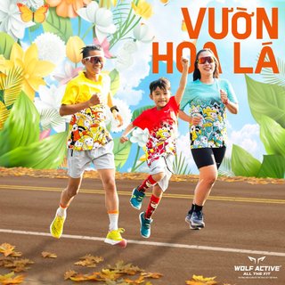 Áo Chạy Bộ Gia Đình Vườn Hoa Lá, Chất Vải Mềm Mịn, Co Giãn 4 Chiều, Mát Mẻ