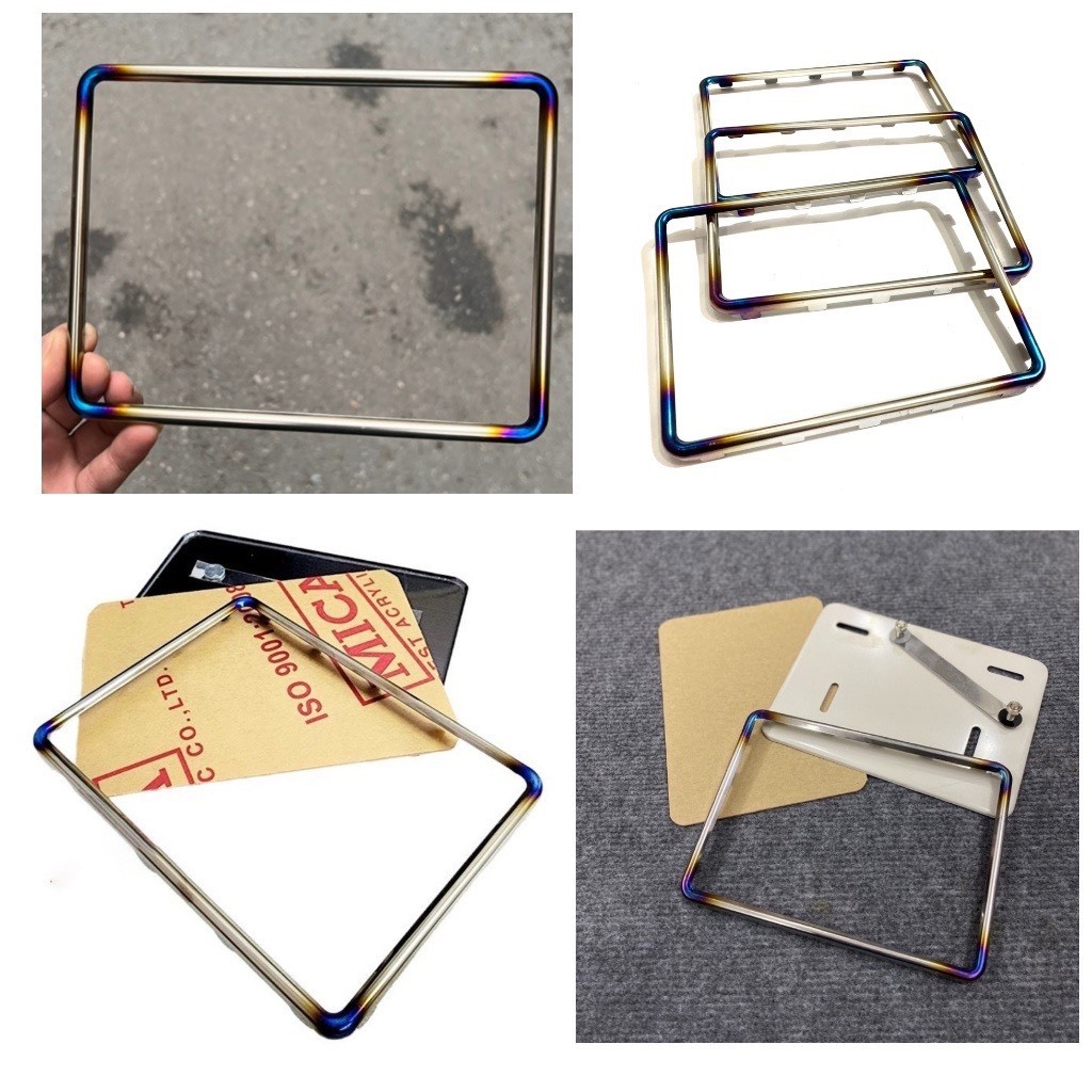 Bộ Khung Biển Số Titan Khò Gr5 4 Góc, Titan/INox Gắn Biển số xe máy cực kì dày dặn