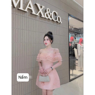 Đầm Tacta Dáng A Phối Tơ Trễ Vai