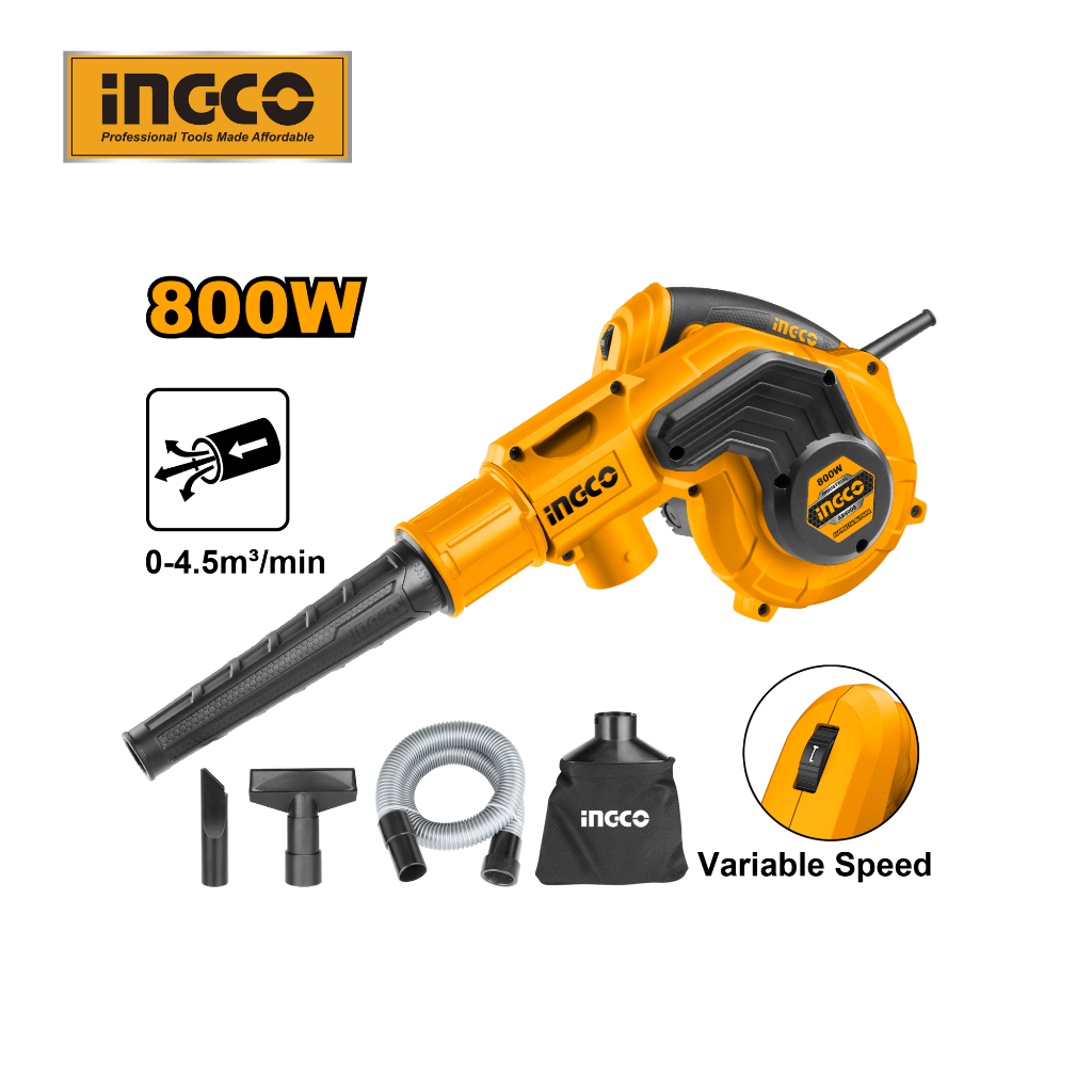 INGCO Máy thổi bụi 800w dùng điện AB8008 (2 chức năng vừa thổi bụi và hút bụi) có điều chỉnh tốc độ gió