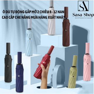 Ô dù che mưa đi nắng tự động gấp mở 2 chiều 8 nan nhỏ gọn cầm tay ô dù 12 nan cao cấp che nắng mưa hàng xuất Nhật