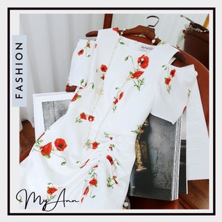 Váy Casta thiết kế hở vai hoa poppy thanh lịch