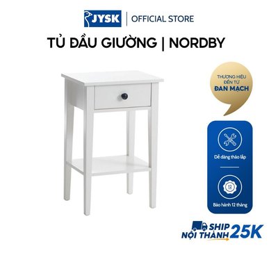 Tủ đầu giường | JYSK Nordby | gỗ công nghiệp | trắng | R42xS36xC65cm