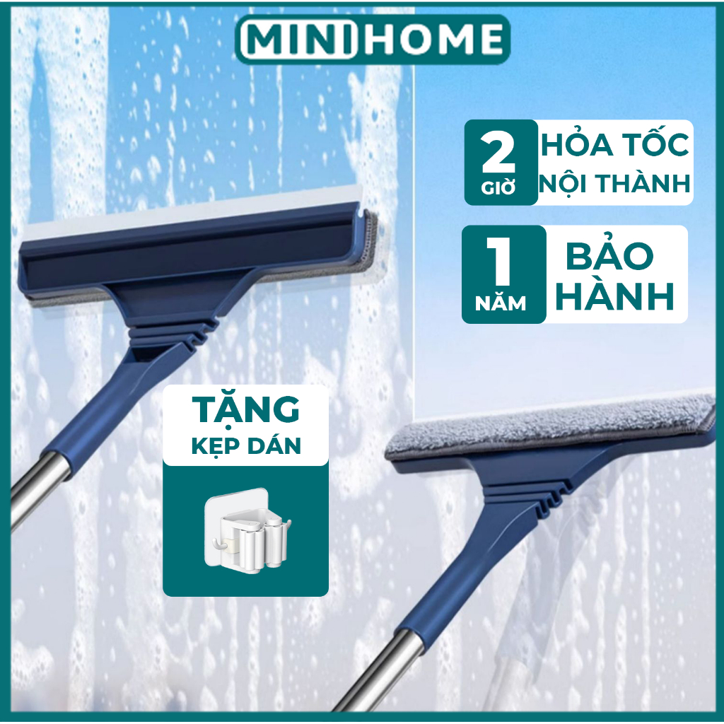 Cây Lau Kính Thông Minh Cây Lau Kính Cán Dài Cây Gạt Nước Đa Năng 2 Trong 1 - Gosi Glossy B01