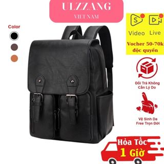 Balo da nam nữ chống nước cặp đi học da PU bền chắc chắn đựng laptop 15.6 inch