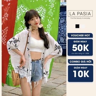 Áo Choàng Ngắn Xô Đũi Freesize LP54 Áo Choàng Thêu Phong Cách Vintage Thời Trang Du Lịch