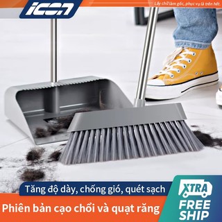 ICON Chổi Quét Nhà  Kèm Hót Rác Gấp Gọn Cán Dài Thông Minh, Bộ Chổi Xoay 360 Độ Cao Cấp Thế Hệ Mới Cây lau nhà