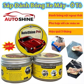 Sáp Đánh Bóng Xe Máy Ô Tô AUTOSHINE PRO 300g Phủ Ceramic Wax Làm Đẹp Bóng Xe - Đánh Sạch Vết Xước Tặng Mút Khăn Lau 