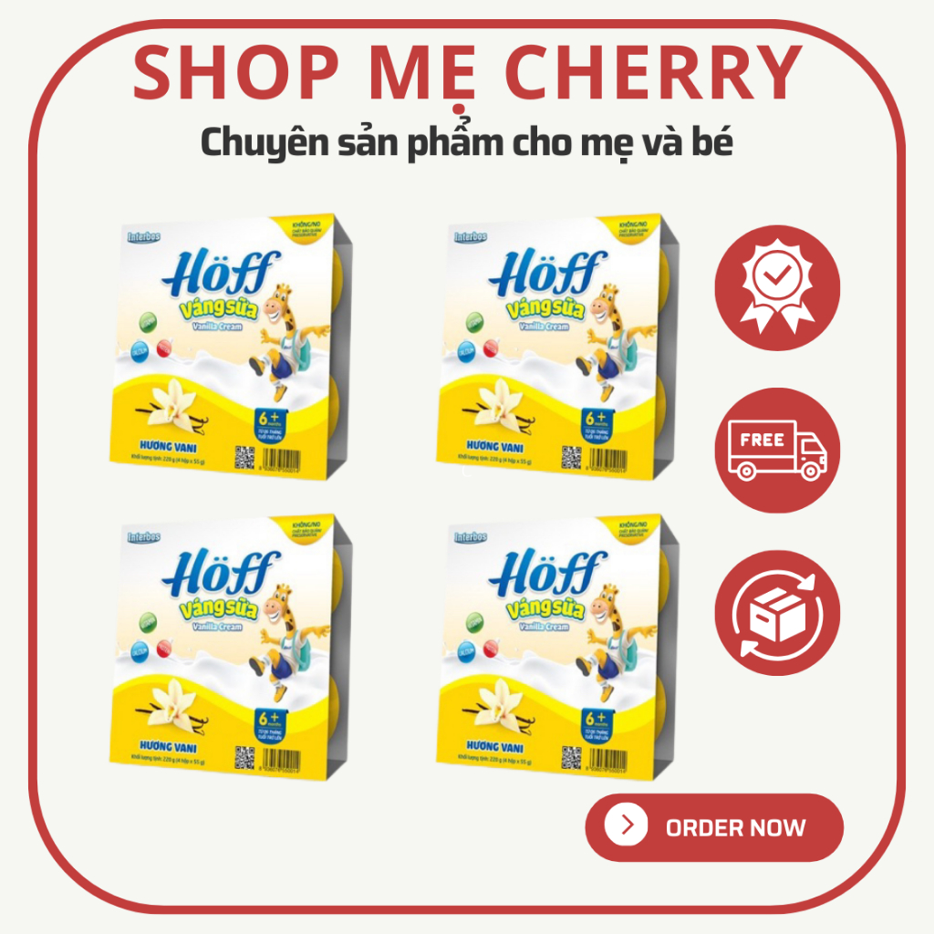 Váng sữa Hoff, Sữa chua Hoff vỉ 4 hộp 55gr nhiều vịdate luôn mới