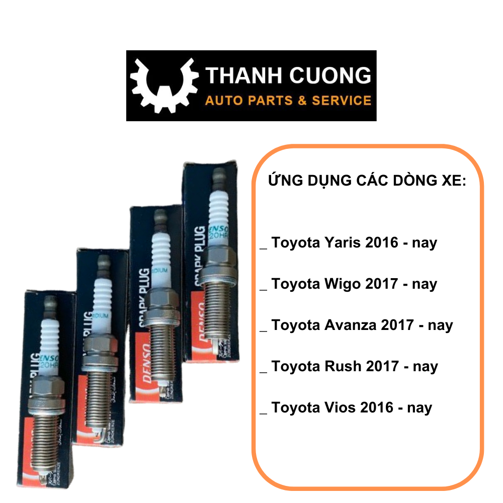 Bugi Đánh Lửa Xe TOYOTA VIOS, YARIS, WIGO, AVANZA, RUSH ĐỜI 2016-2022..Hàng Denso Chân Bạch Kim Loại