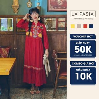 Đầm Xoè Thêu Đuôi Cá Vintage LP56 Phong Cách Boho Thời Trang Du Lịch