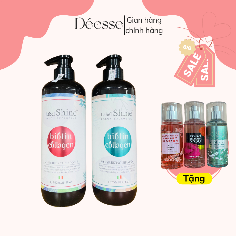 Dầu gội xả LABEL SHINE 750ml kiềm dầu phục hồi làm phồng chân tóc siêu mềm mượt hương nước hoa - Dée