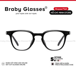 Gọng kính mắt cận tròn chất liệu nhựa siêu nhẹ Braby Glasses thời trang nam nữ phong cách mạnh mẽ MK25