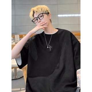 Áo thun THÊU 3D chữ thập vải COTTON 4 CHIỀU unisex nam nữ đều mặc được, áo phông form rộng mặc đi học, đi chơi