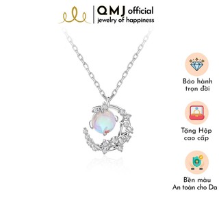 Dây chuyền bạc nữ đẹp QMJ Mặt trăng khuyết đính Moon Stone thời trang phụ kiện trang sức bạc cao cấp - Q362
