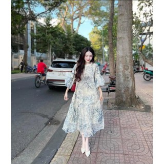 Đầm Bầu Thu Đông Công Sở Hoa Nhí