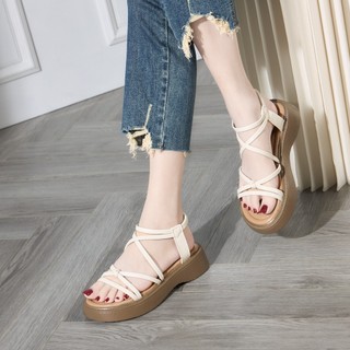 Giày sandal nữ mwc 2458 - giày sandal nữ da quai mảnh chéo ôm dáng chân