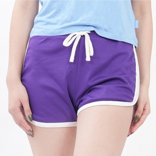 Quần Đùi Nữ Viền Gấu Kẻ Trắng Mặc Nhà Cạp Chun Dây Rút Chất Liệu Cotton, Quần Tập Gym, Yoga Size S M L XL