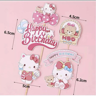 Combo 3 set cắm giấy mèo kitty trang trí bánh kem sinh nhật
