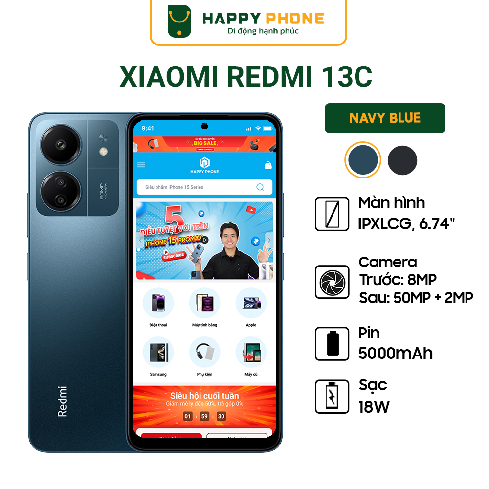 Điện thoại Xiaomi Redmi 13C 6GB/128GB - Hàng chính hãng