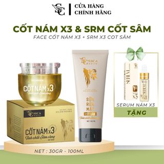 Combo nám sica white, kem cốt nám 30g và sữa rửa mặt nám 100ml, hỗ trợ da nám, tàn nhang - sica white