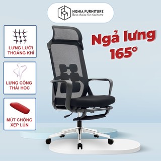 Ghế công thái học Nghiafurniture Jika, Ngả lưng 165 độ, có gác chân, thay đổi tựa đầu thành tựa lưng, bảo hành 3 năm