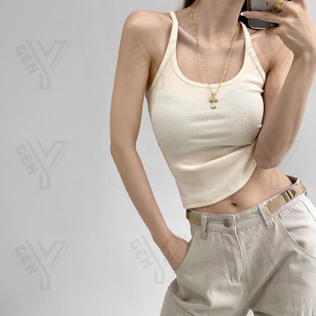 Áo ba lỗ gân tăm lụa nữ dáng ôm có mút ngực mềm co giãn 4 chiều thoải mái – POMTOP 2D01 | BigBuy360 - bigbuy360.vn