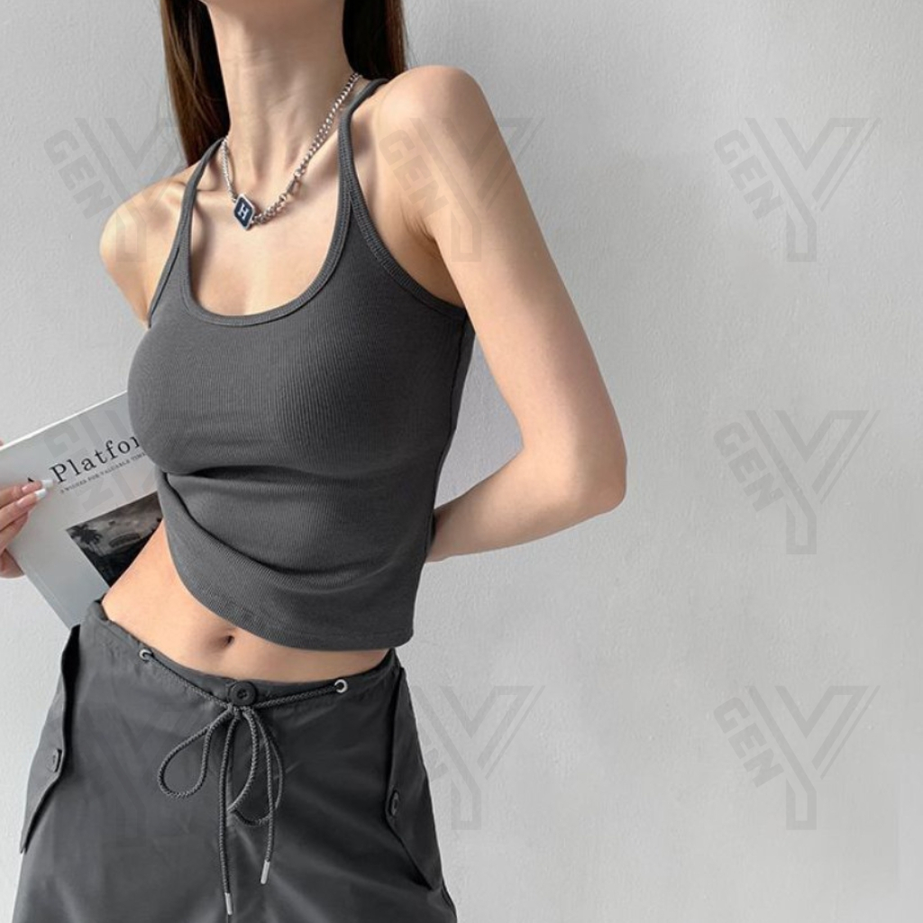 Áo ba lỗ gân tăm lụa nữ dáng ôm có mút ngực mềm co giãn 4 chiều thoải mái – POMTOP 2D01 | BigBuy360 - bigbuy360.vn