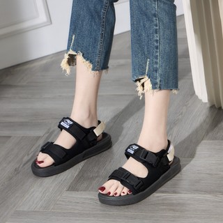 Giày sandal nữ mwc 2825 - sandal nữ quai ngang đế bằng cá tính