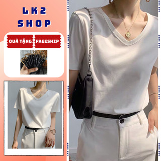 Áo thun nữ cổ tim 💖𝑭𝒓𝒆𝒆𝒔𝒉𝒊𝒑💖 Áo thunn nữ chất cotton thun mát hàng may kỹ form siêu xinh dáng xuông năng động- AS01