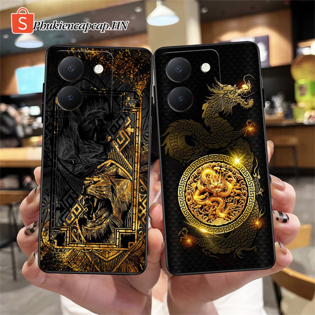 Ốp lưng Vivo Y36 - Y36 5G - Ốp Vivo in hình Rồng vàng, thương hiệu cao cấp
